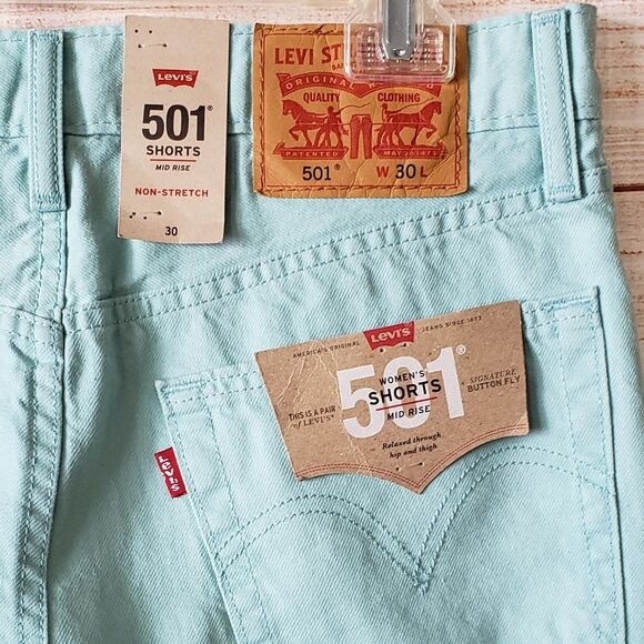 Levi's 501 Mid Rise Button Fly 5-Pocket 100% Cotton Shorts with Turn Up Leg 30 - Picture 4 of 8